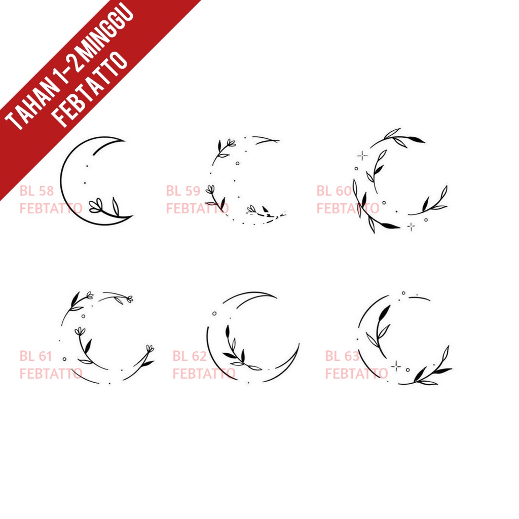 Tato Temporer Tato Bulan Sabit Tato minimalis Stiker Tato - BL 52-57