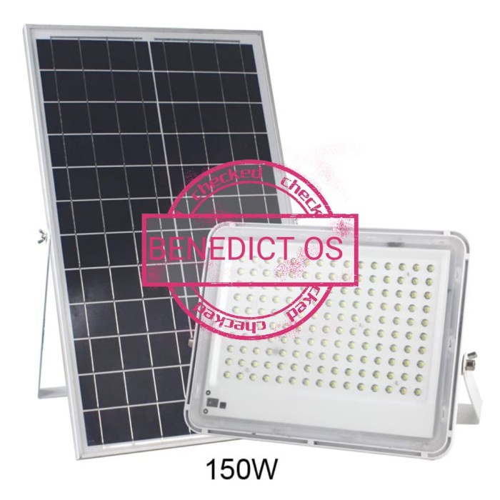 Lampu sorot LED solar Cell panel tenaga Surya 150w 150watt komplit set
