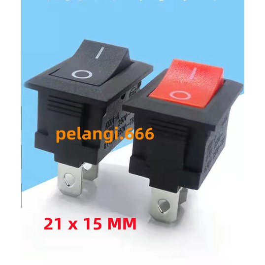 Saklar Besar Merah/Hitam 21*15mm Saklar/Rocker Switch 2 pin/kaki On/Off