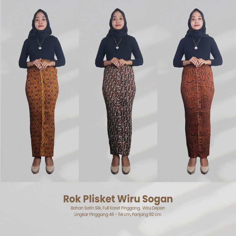 Rok Plisket Batik Wiru Sogan Motif Pakem Fit to XL