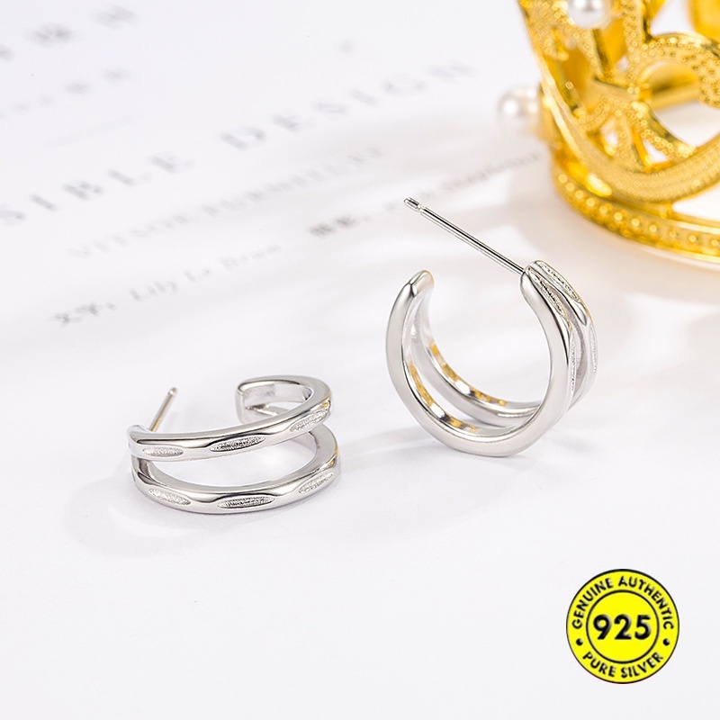 Anting Wanita Model Lengkung Dua Baris Simple U1453