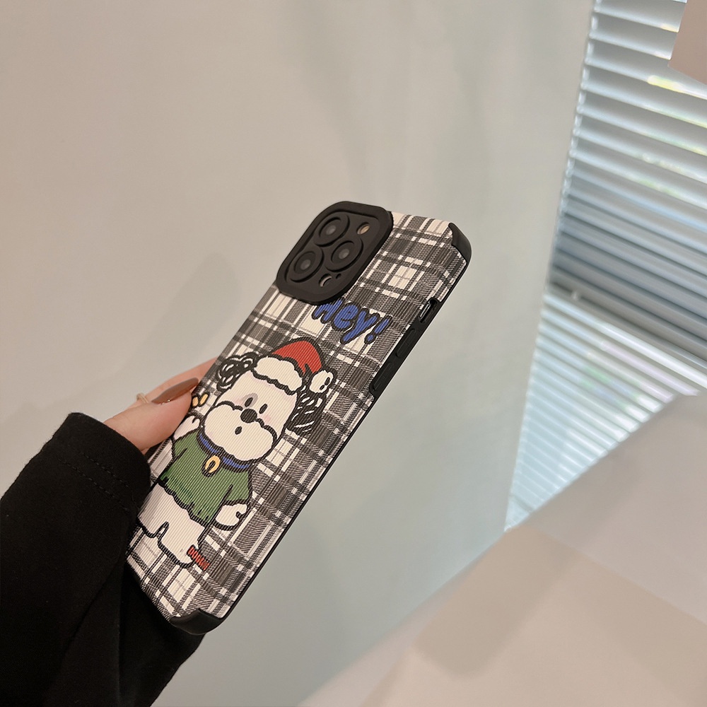 Case Bahan Kulit Motif Kartun Anjing Natal Untuk Iphone 7 8 PLUS X XR XS 11 12 13 14 MINI PRO MAX SE 2020