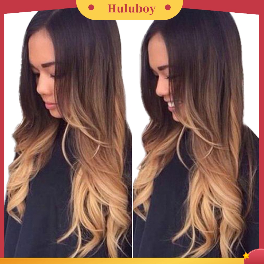 Wig Rambut Sintetis Model Panjang Keriting Warna Gradasi Untuk Wanita