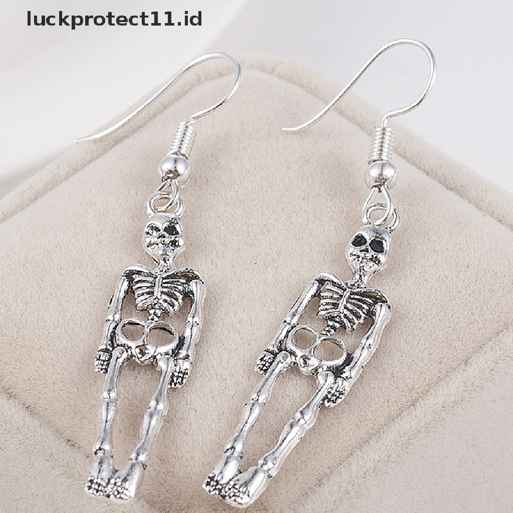 /Fashion Hot// Fashion// Vintage Skeleton Skull Menjuntai Anting Untuk Wanita Perhiasan Pesta Halloween Hadiah.