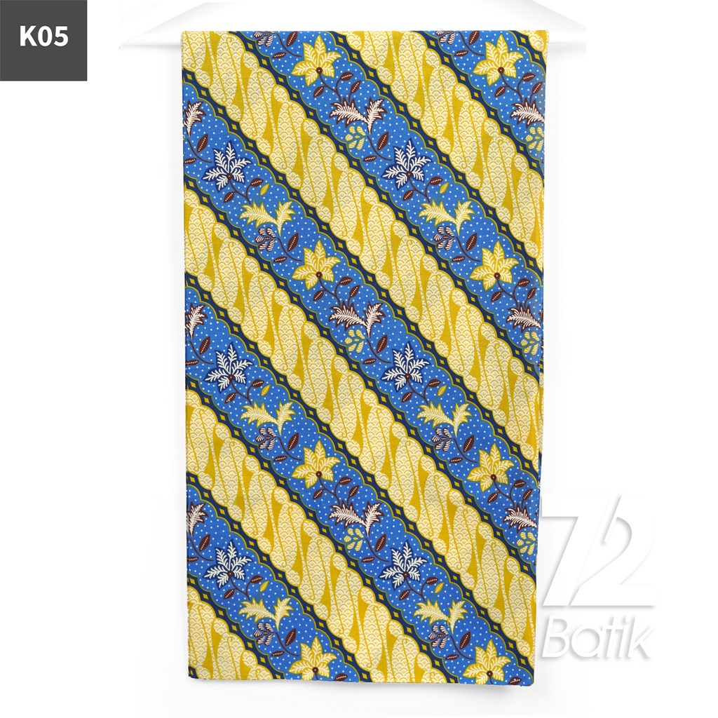 KAIN BATIK KATUN Premium Motif Daun Parang Warna Biru Muda Kuning 722988 Cap 72IL Jarik Jarit Samping Kebat Panjang Batik Katun Modern Premium Bahan Seragam Batik Pernikahan Kantor Keluarga Murah Kamen Jadi Batik Bali Lembaran