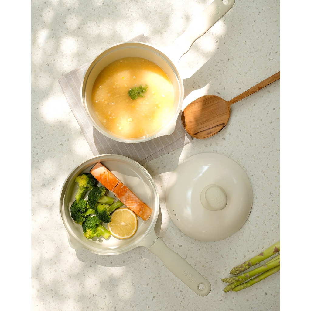 Little Dimple Mini Stack Pan (18 cm) 2in1 Frypan Soucepan Anti Lengket Non Stick Wajan dan Panci