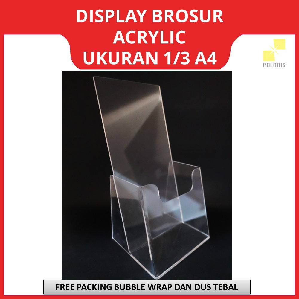 ACRYLIC DISPLAY BROSUR UKURAN 1/3 A4 - TEMPAT BROSUR TENT HOLDER - RAK WADAH BROSUR AKRILIK STANDING