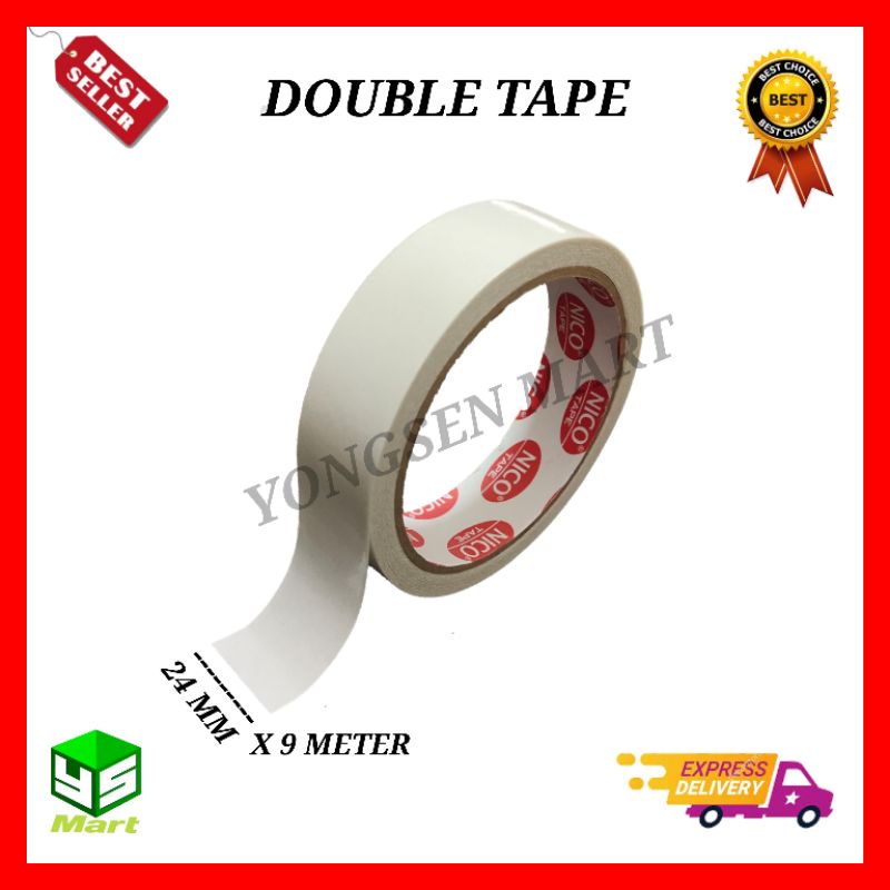 

Double tape perekat lem 2 sisi 1 inch 24mm x 9 meter murah dan kuat