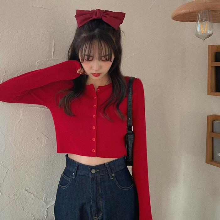 Hot - Kardigan Rajut Lengan Panjang Wanita Korea Atasan Pendek Ramping/CARDIGAN CROP KNIT IMPORT KOR