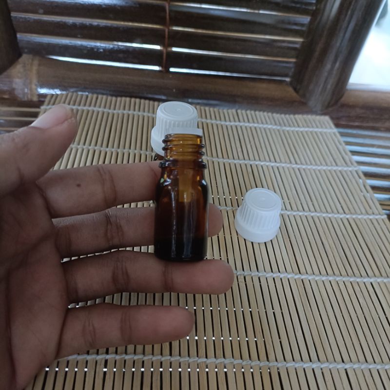 Botol kaca 5ml tutup filler tetes segel / essential oil / droper sealed -5ml amber tebal