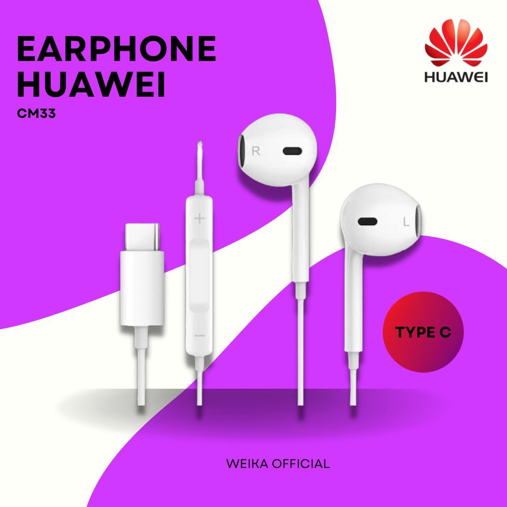 Handsfree Headset Huawei Tipe C Classic CM33 Earphone Handsfree Headset Type C