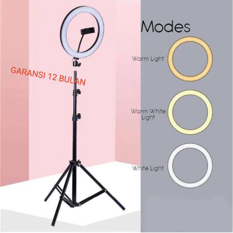 RINGLIGHT SELFIE ONLY DIAMETER 26CM 3 MODE WARNA SUPPORT SEMUA MACAM TRIPOD