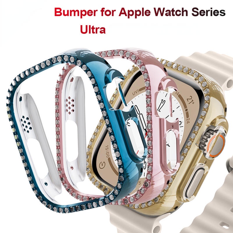 Diamond Case Untuk Apple Watch Ultra Cover Pelindung Layar Bumper Shell Bingkai Untuk iWatch Ultra 49mm