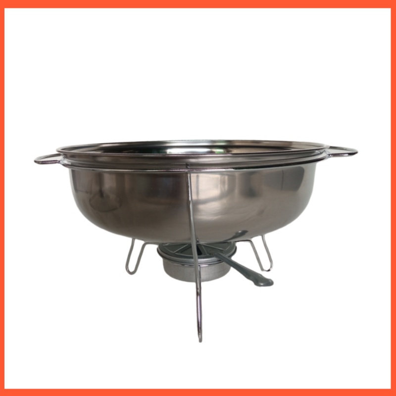 Warmer bulat baskom tempat sayur soup prasmanan saji stainless steel tutup kaca