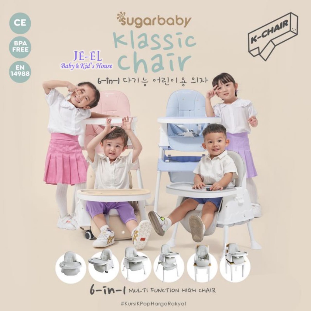 Sugar Baby New Klassic Chair K Chair  6 in 1 High Chair Kursi Makan Bayi