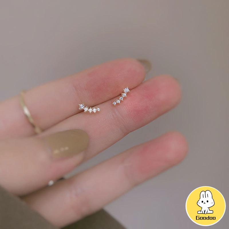 Anting Zirkon Set Mikro Sederhana  Baris Kecil Berlian Geometris  Anting Gandum Kecil yang Lucu -Doo