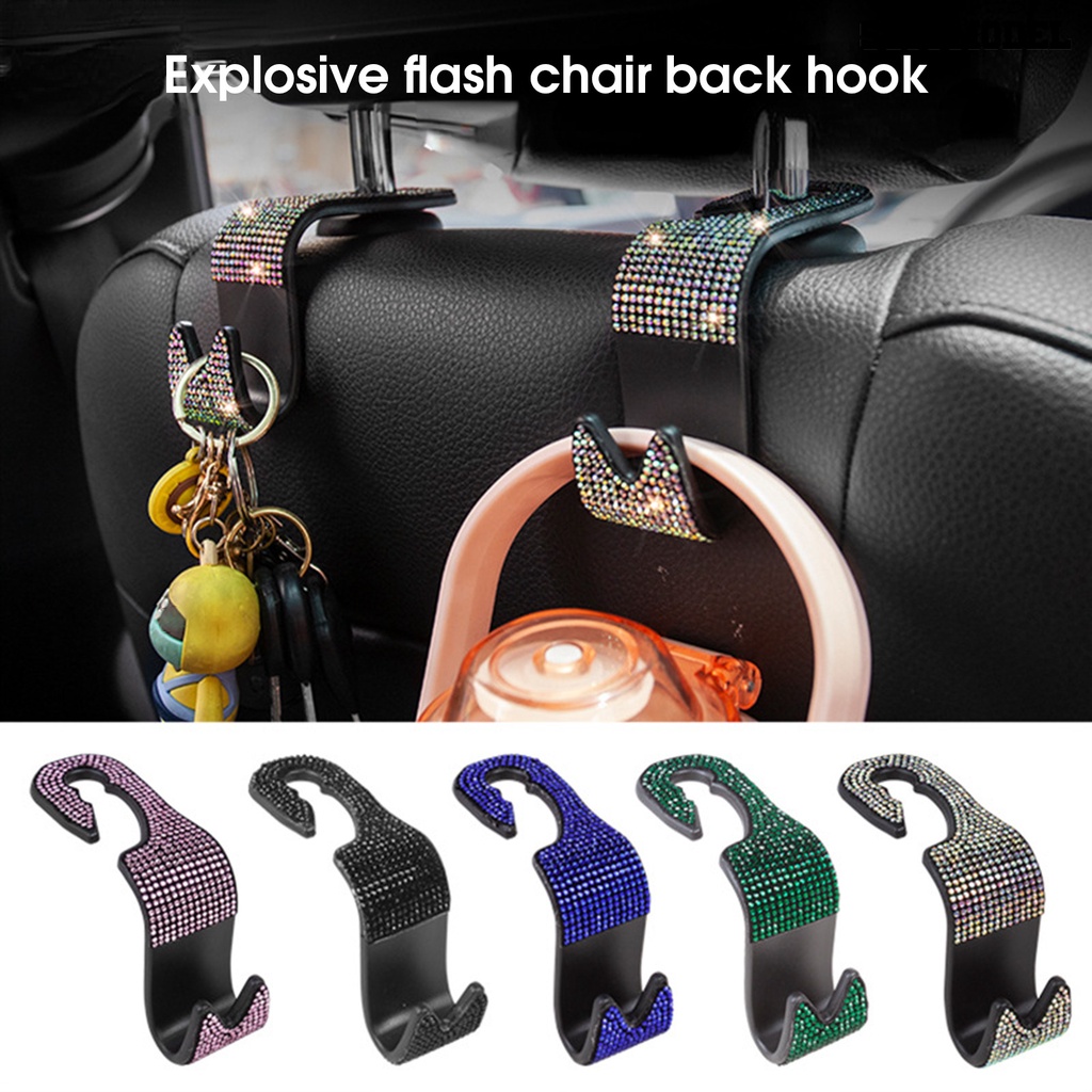 [Dekorasi] Gantungan Mobil Bling Universal Berlian Imitasi Bentuk S Car Seat Back Hook Aksesoris Interior Mobil