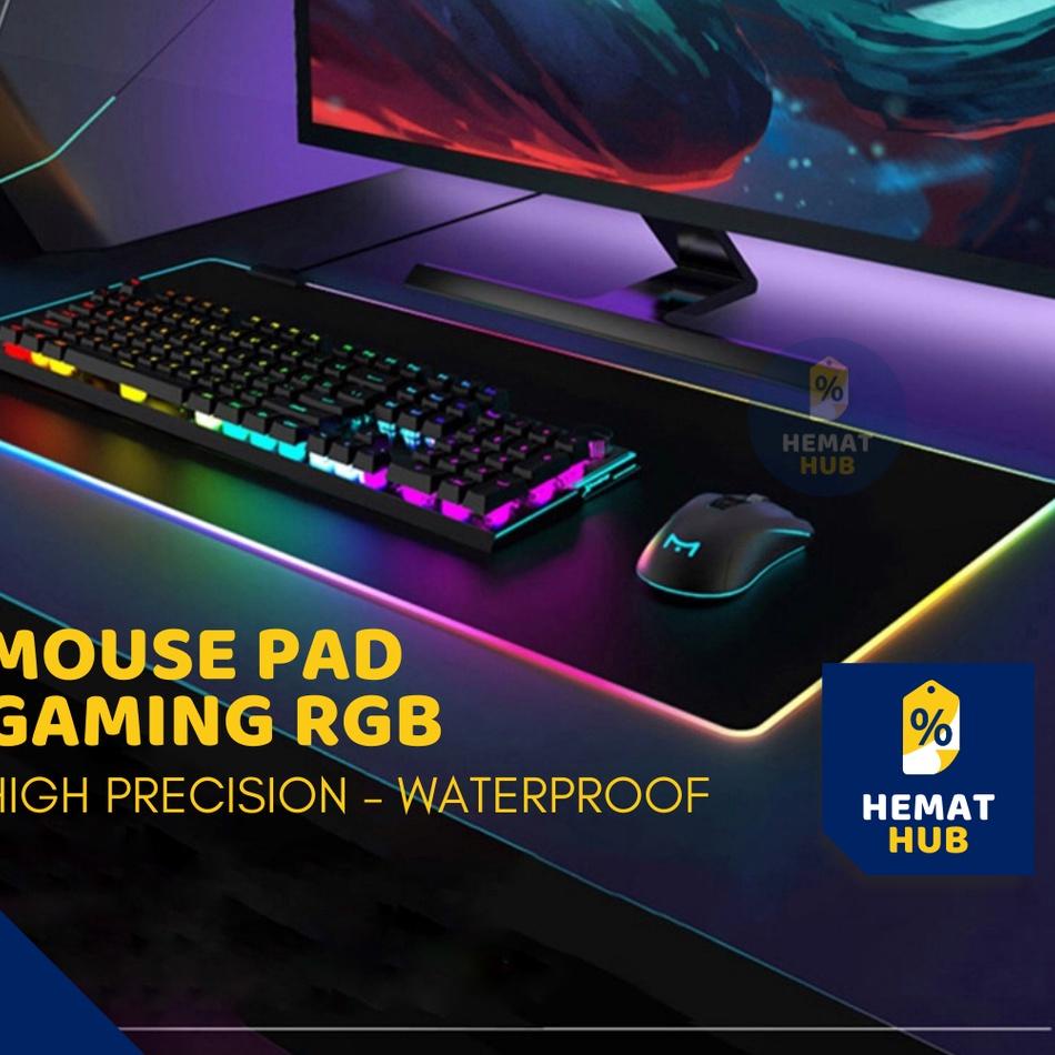 Lebih Kekinian Mouse Pad Gaming RGB XL LED Glowing High Precision Jumbo Mousepad Besar USB Cable HematHub