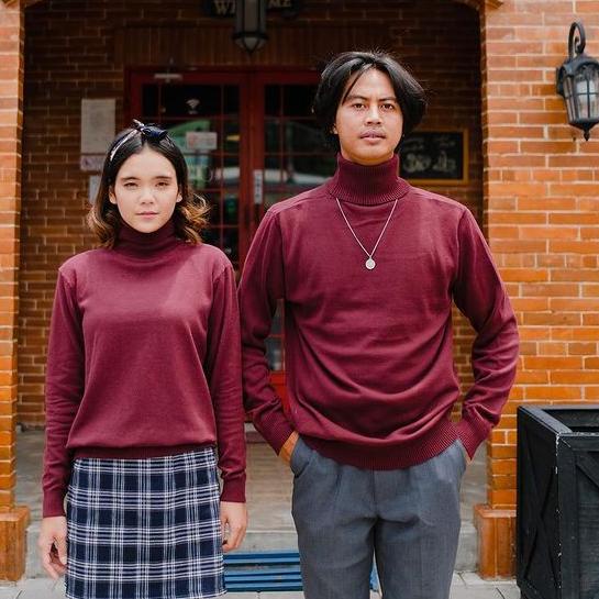 Quality Control✅BAJU COUPLE TURTLENECK LENGAN PANJANG PREMIUM / KAOS POLOS UNISEX LENGAN PANJANG / K