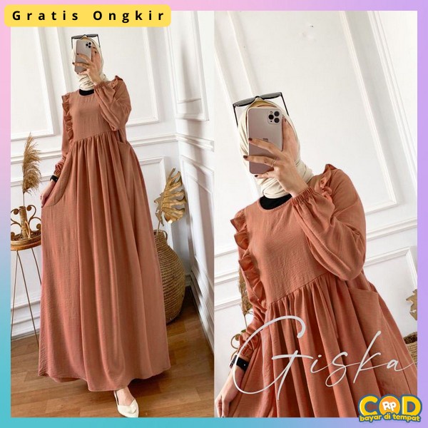 Gmis Cwe Simple Elegant Dress Ibu Ibu Muda Terbaru Pakean Wanita Muslimah Baju Gamis Syar'I Wisuda B