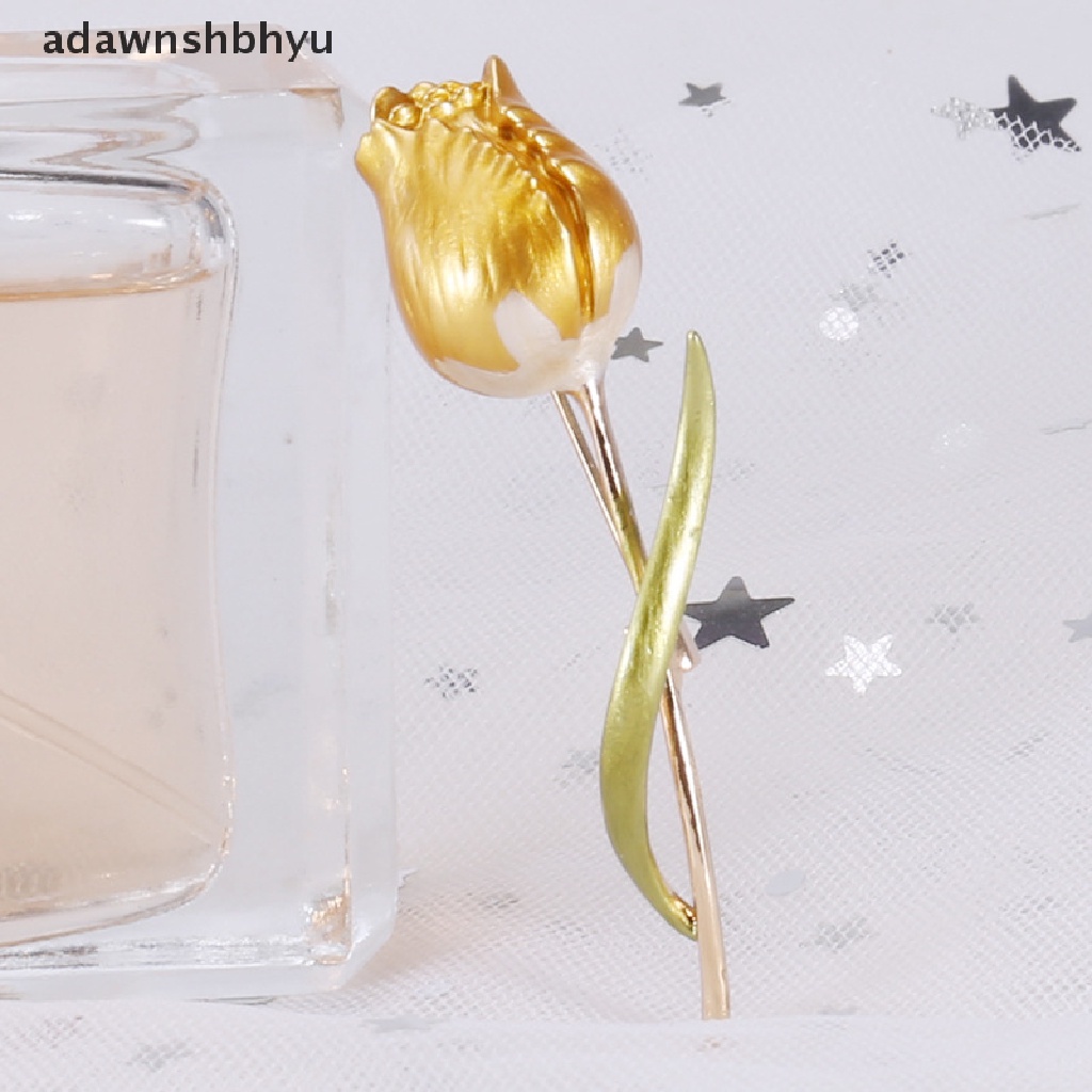 Adawnshbhyu Baru Enamel Tulip Bros Untuk Wanita Bunga Pernikahan Kantor Pesta Brooch Pin Hadiah ID