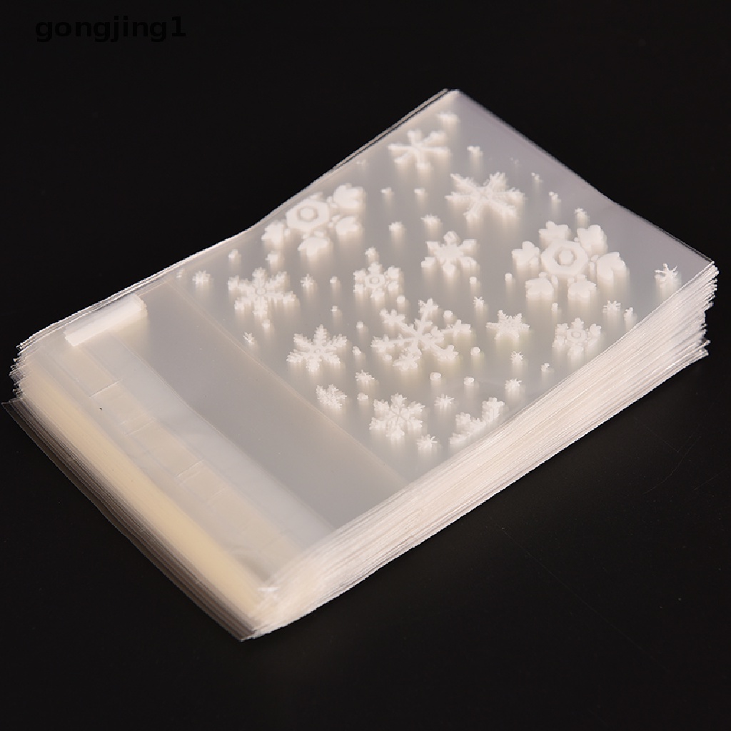 Ggg 100 Pcs Natal Snowflake Cellophane Pesta Traktir Cooky Permen Biskuit Hadiah Tas ID