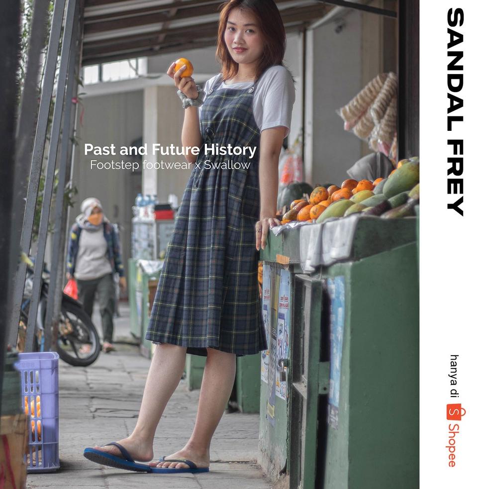 F82Q Footstep Footwear X Swallow Sandal Jepit pria wanita Frey Navy  - Sandal Exclusive Terkini