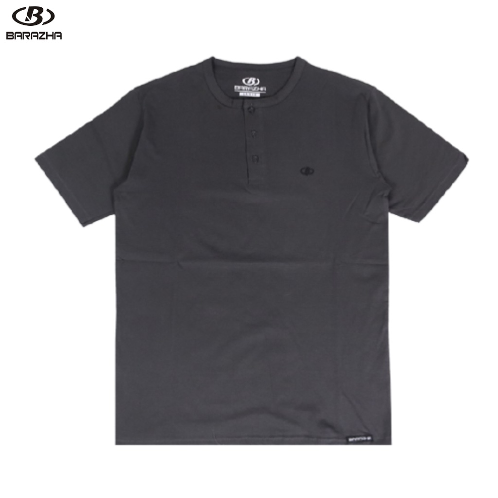 Barazha Unisex Kaos Polos Kancing Reguler Darkgrey