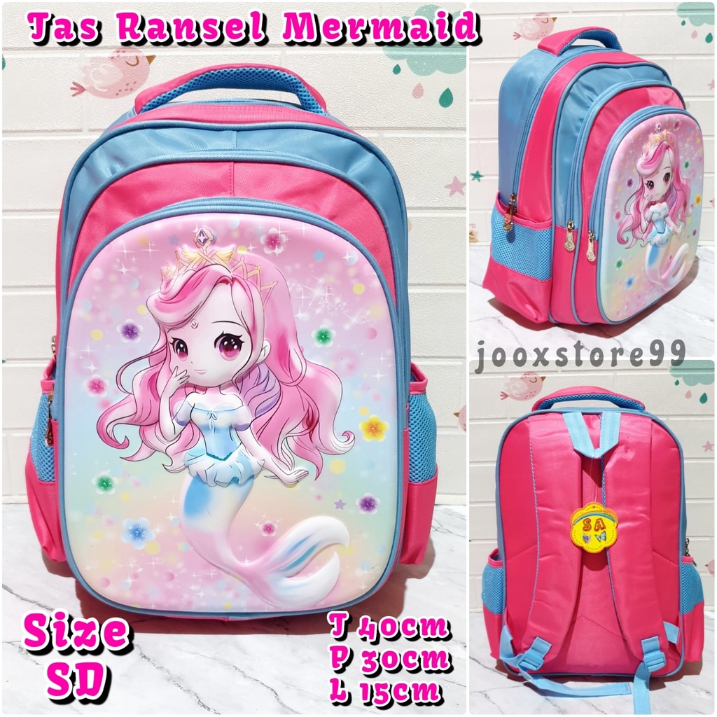 Tas Sekolah Anak SD Ransel Motif Unicorn Timbul 3D Backpack Anak Perempuan Import