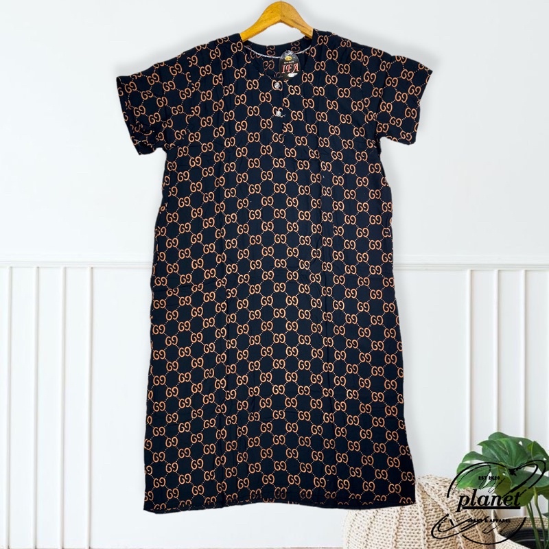 DASTER JUMBO KANCING DEPAN MOTIF GUCIKU MERAH KUNING HITAM JOTOL WANITA BIG SIZE LD 120 UKURAN BESAR