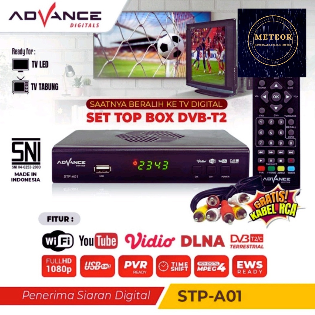 Jual Receiver TV Digital STB DVBT2 Set Top Box Advance STPA01 HDMI