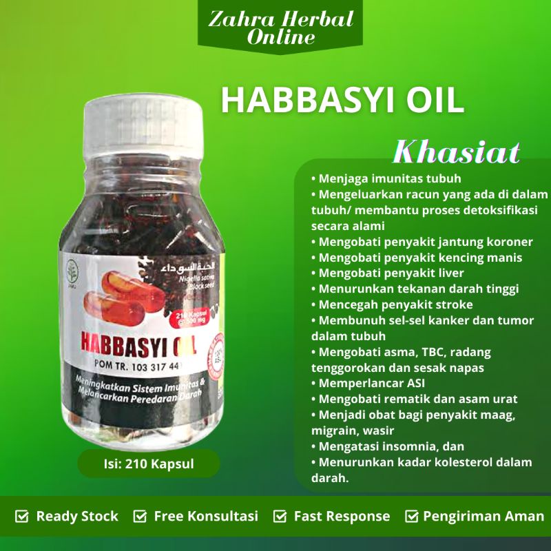 Habbasyi Oil Murni 210 Kapsul Minyak Habbatussauda Murni Minyak Jinten