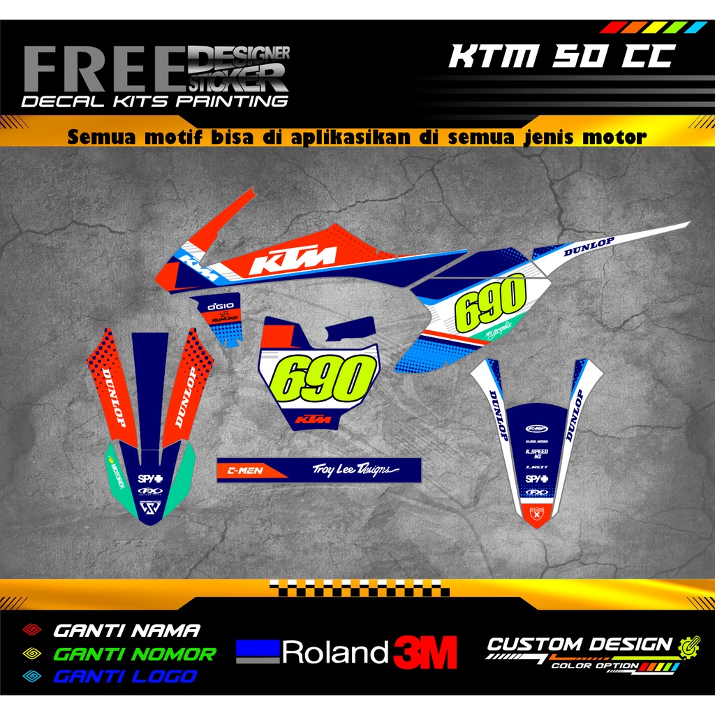 DECAL STICKER KTM 50 CC CUSTOM DESIGN WS001