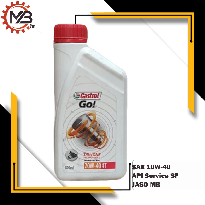 Oli Motor Castrol Go 4T 800 ml SAE 20W-40AT Kemasan Putih