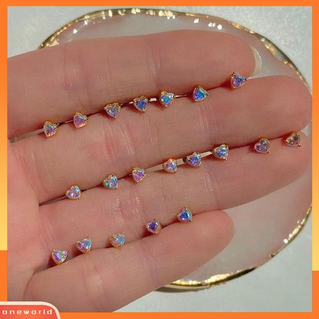 [WONE] Kupu-kupu Bentuk Gadis Anting Warna-Warni Kuningan Bentuk Mahkota Berlian Imitasi Shiny Ear Studs Perhiasan Pernikahan