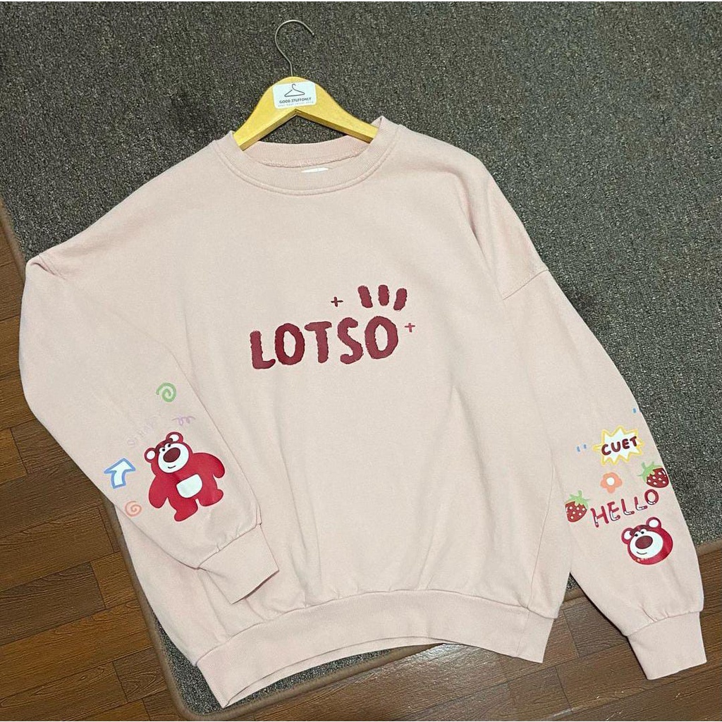 CN LOSTO Sweater Crewneck Outfit sweatshirt Ootd Wanita Baju Atasan Kekinian Oversize Sweeter Korean Style Switer Cewek Remaja Sweter Baju Atasan Bahan Fleece Tebal