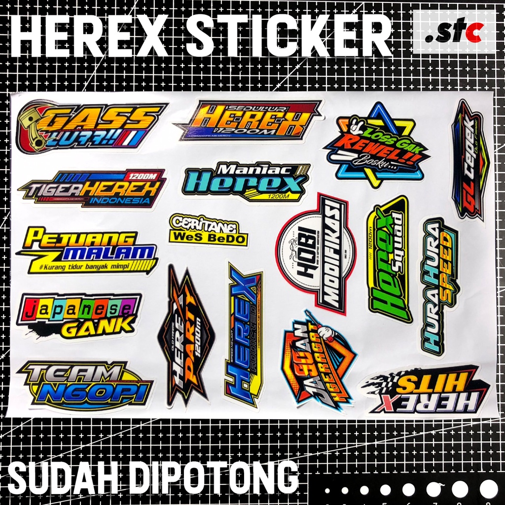 ( isi 17 ) Stiker Variasi Racing Herex Cutting Putih Sticker Racing Aksesoris Setiker Herex Motor Mu