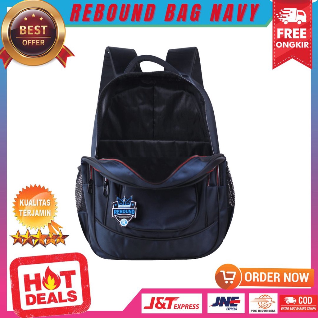 Tas Ransel Laptop Bahan Nilon Backpack Cowok Keren Stylish Multifungsi Tas Punggung Sekolah Kerja Kuliah Free Raincover Berkualitas Rebound Bag Navy