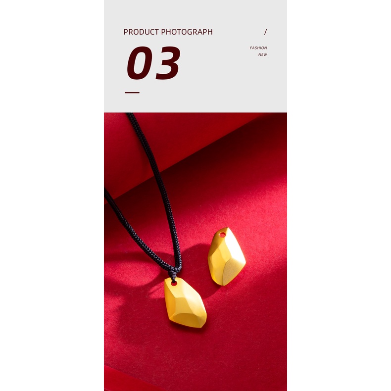Goldkingdom Fashion Perhiasan Emas Asli Kadar 375Bangkok Aksesoris Ready Stock Berlapis Emas Harapan Batu Liontin Sederhana Harapan Batu Cinta Pasangan Kepang Tali Kalung