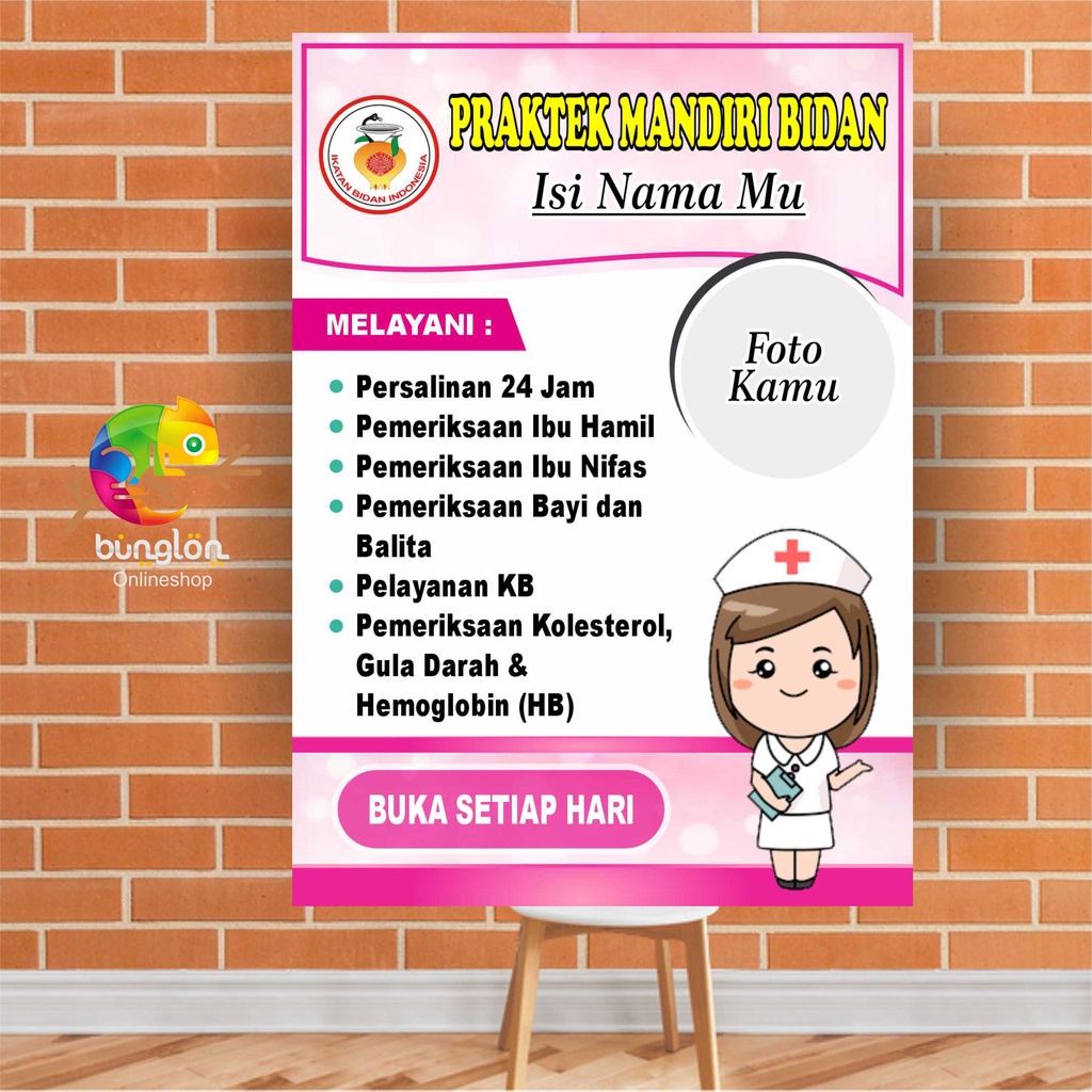 Poster Praktek Bidan Mandiri, Poster Praktek Bidan, Poster Praktek Dokter Reques Foto & Tulisan Mode