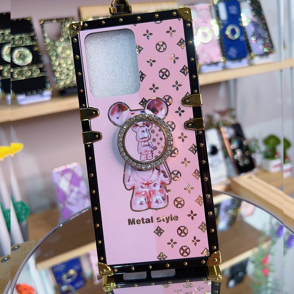 Case Hp Oppo Reno 8 4G Reno 7 4G Reno 6 4G Reno 5 Reno 4 4G Reno 4F Softcase Bear Pink Ring Diamond 