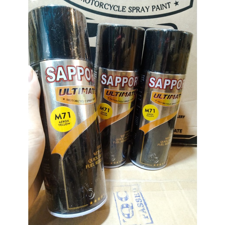 cat spray pilok pilox cat semprot sapporo ultimate saporo M71 Aerox yellow kuning aerox kuning ymh aerox 400ml