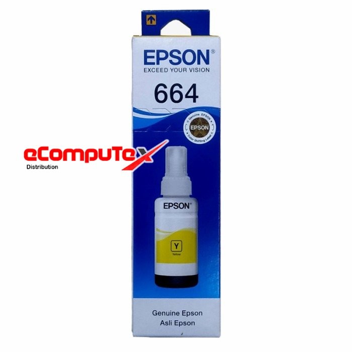 TINTA EPSON 664 YELLOW T664 KUNING ORIGINAL RESMI FOR L100 L210 L1300