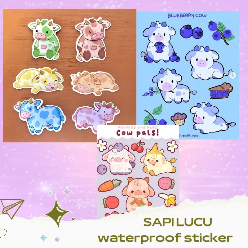 

free bonus! SAPI COW LUCU WATERPROOF STICKER ISI 3 LEMBAR UNTUK LAPTOP HP JOURNAL NOTEBOOK TUMBLR MOTOR
