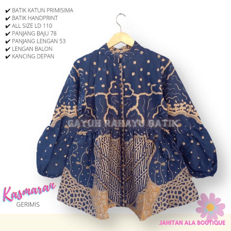 Blus kasmaran gerimis  batik solo atasan kerja