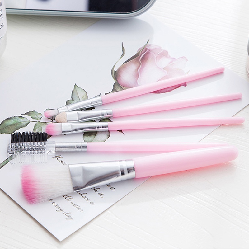 5pcs/set Kuas Make Up Brush Kuas Makeup Eyebrow Brush Blush on Brush Eyeshadow Brush Sponge
