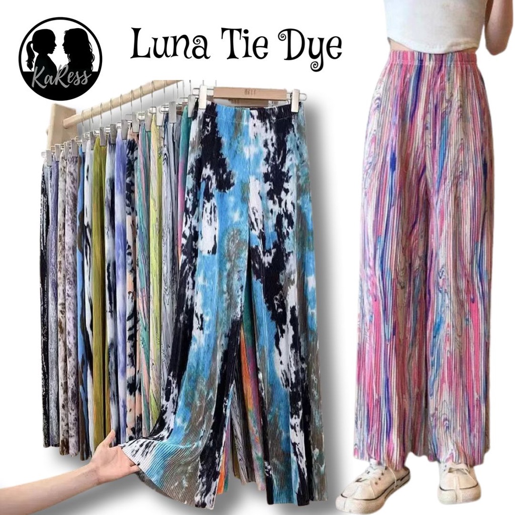 CELIKA || LUNA Celana Kulot Tie Dye Plisket Import