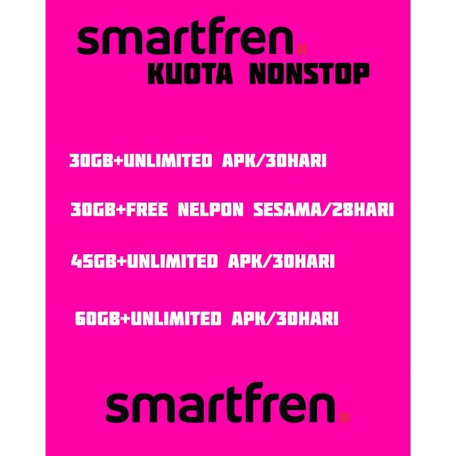 PAKET DATA SMARTFREN KUOTA NONSTOP 30GB 45GB 60GB TERMURAH