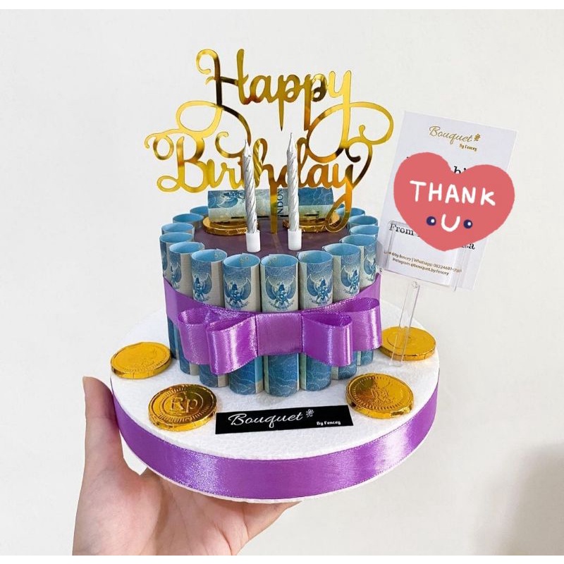custom money cake / kue uang mainan /hadiah ulang tahun anniversary kado spesial