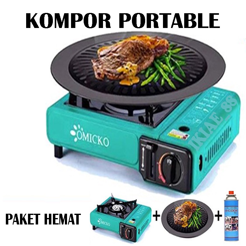 kompor gas portable OMICKO + ultra grill + gas portable